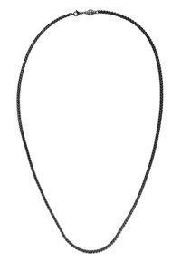 Colier din lant negru metalic cu un design rasucit, avand o finisare neteda si un sistem de prindere sigur. Lungimea este conceputa pentru o ajustare confortabila.