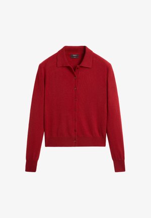 Massimo Dutti, 100% CASHMERE POLO COLLAR KNIT CARDIGAN - Cardigan - bordeaux