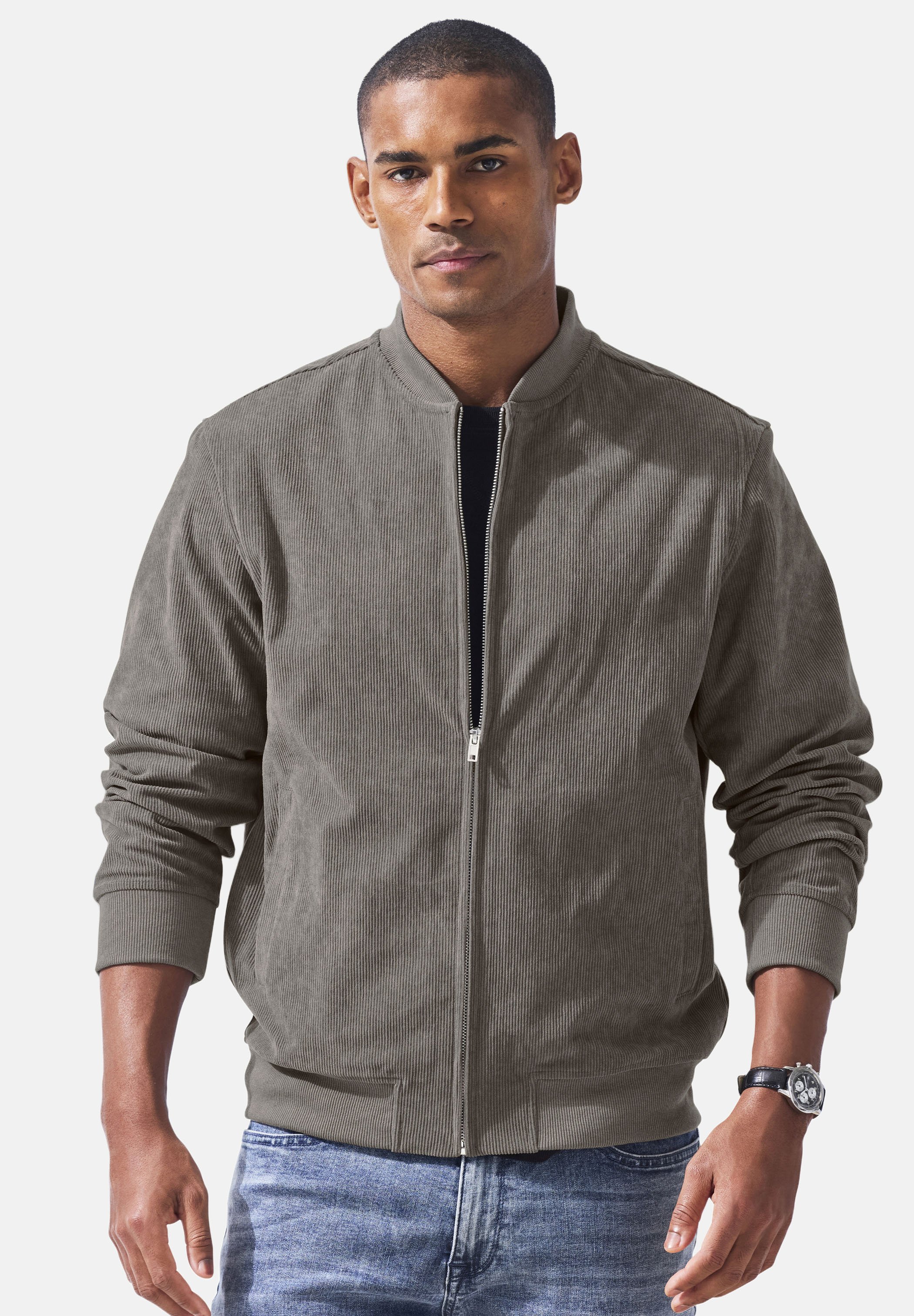 Giacca A Vento Bomber Leggera Uomo - Slim Fit, Grigio, Taglia Small - Con Tasca Interna, Ideale Per Mezza Stagione