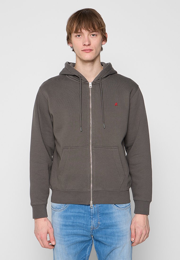 Replay Sweater met rits grijs