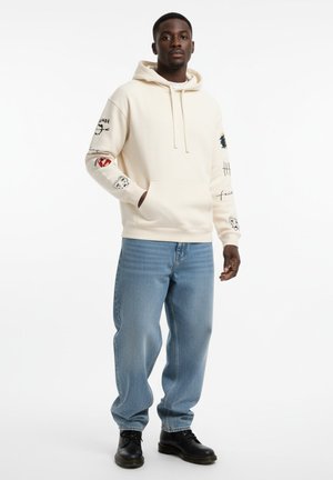 BRUTAL TATTOO EMBROIDERY UNISEX  - Sweat à capuche - off white