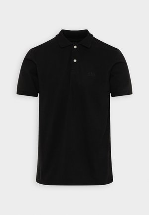 Zwarte polo shirt van katoen, met een klassieke kraag, een twee-knopen sluiting en een subtiele geborduurde logo op de borst. Korte mouwen.