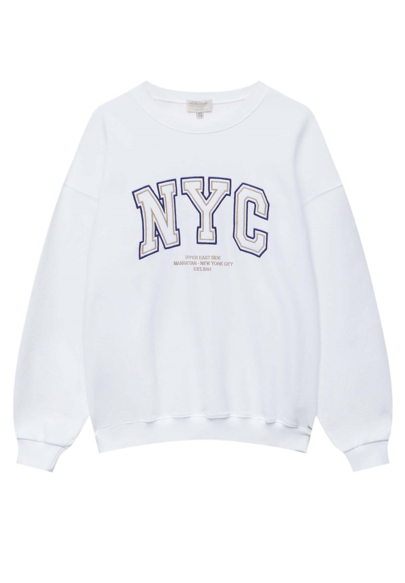 PULL&BEAR FLOCKED NEW YORK Bluza white/biały Zalando.pl