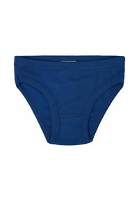 Slip in cotone blu navy con una texture liscia, elastico in vita e cuciture rinforzate, caratterizzato da un design semplice senza motivi o accenti.