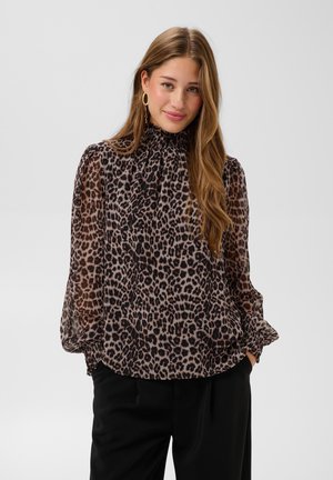 Cream, CRYUNA HIGH NECK BLOUSE - Blouse - natrual animal spots