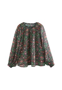 Next SHEER TIE FRONT LONG SLEEVE - Blúzka - william morris collection green floral print