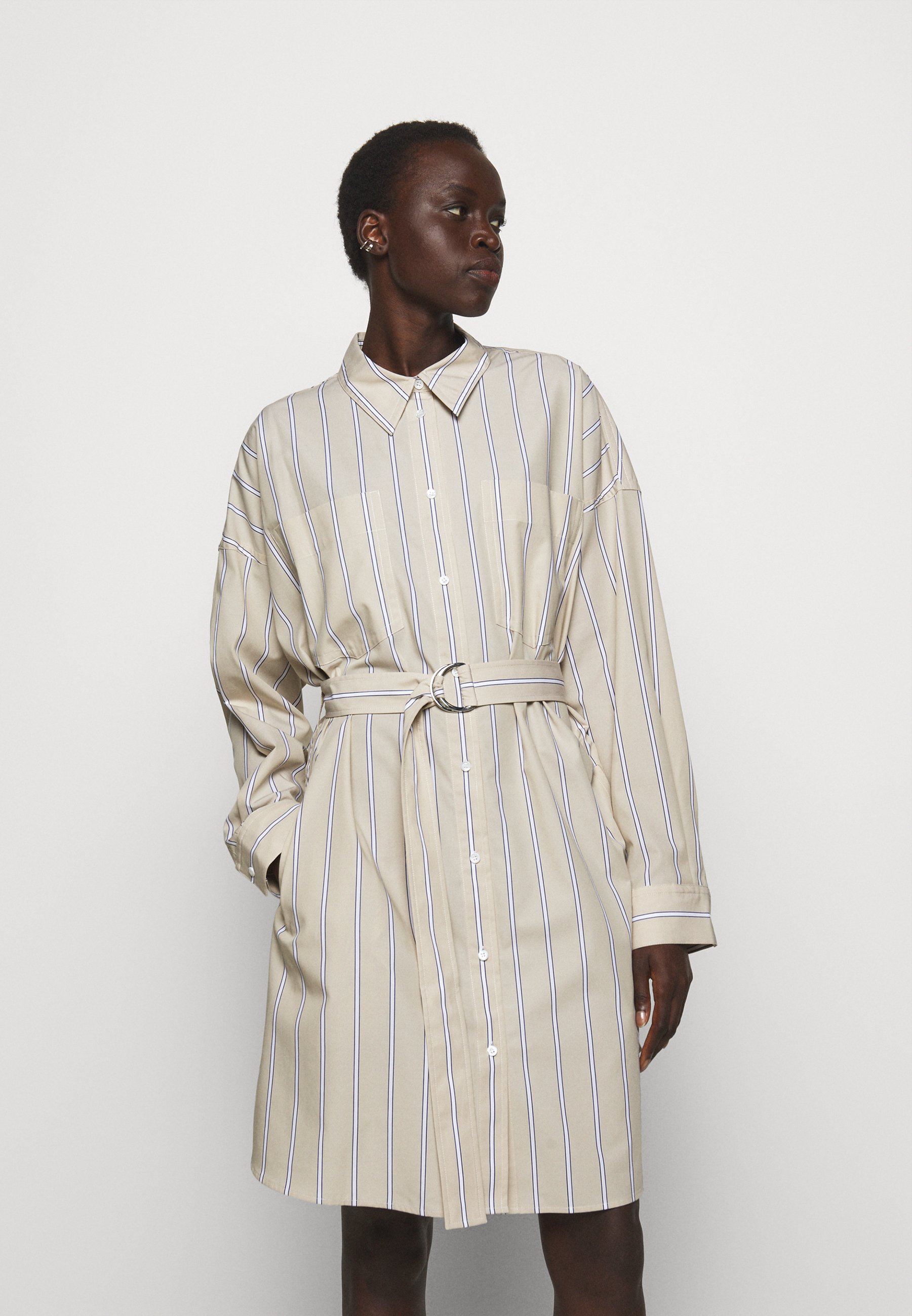 striped button up dress