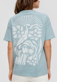 QS T-shirt print - helles türkis