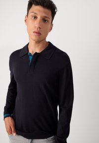Scotch & Soda LONG SLEEVE POLO - Strickpullover - anthracite