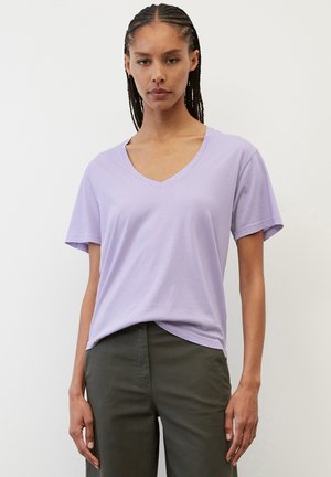 SHORT SLEEVES V NECK STRAIGHT LOOSE FIT - T-shirt basic - lavender field