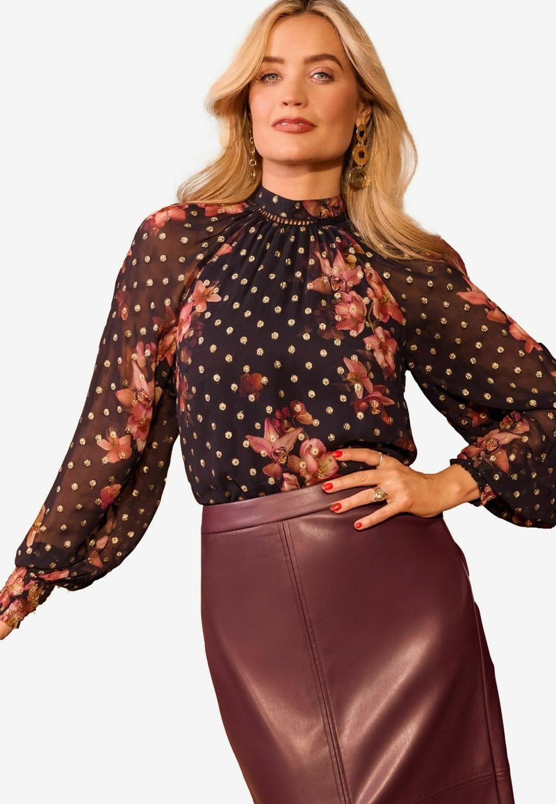 Love & Roses REGULAR FIT - PRINTED HIGH NECK  - Camicetta - black floral