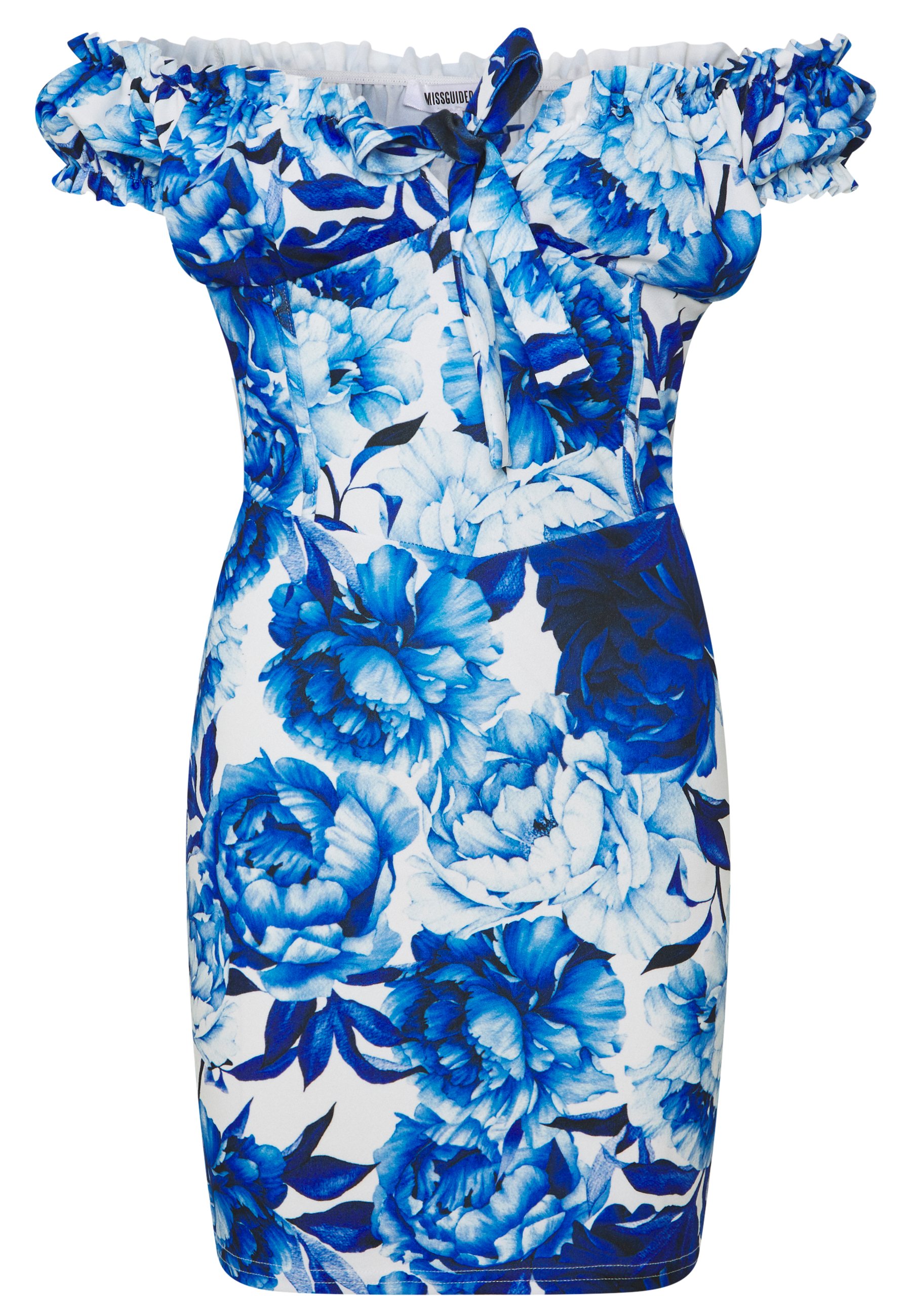 Missguided Floral Milkmaid Bodycon Mini Dress Etuikleid Blue Blau Zalando Ch