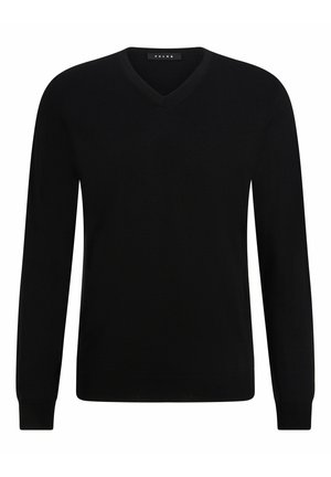 BASIC NEW MERINO V-NECK - Strickpullover - black