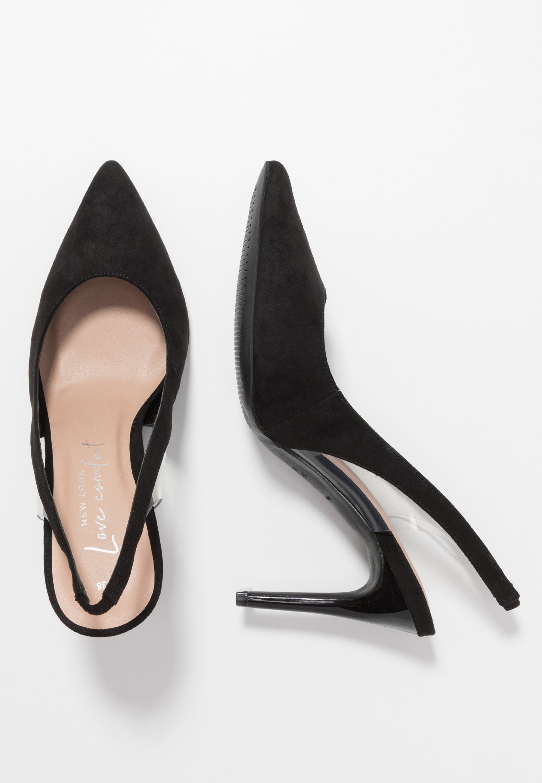 new look black heeled shoes