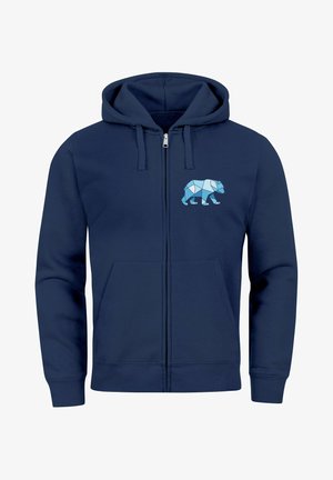 Neverless BÄR WALD POLYGON PRINT FASHION STREETSTYLE - Zip-up sweatshirt - navy