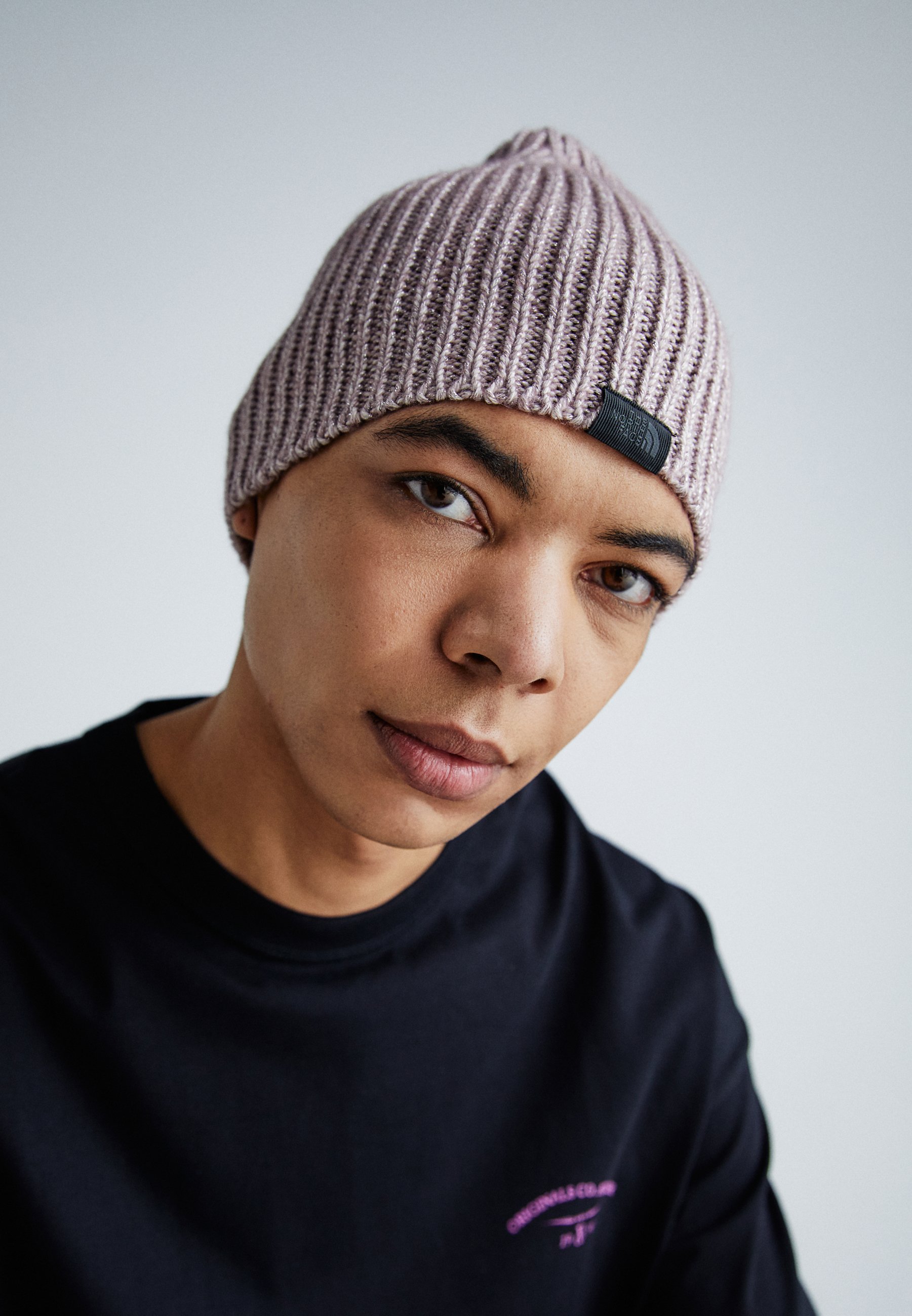 beanie with straight face