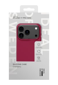 Tranebærfarvet silikoneetui til iPhone 17 Pro Max med beskyttende design, glat tekstur og drop-testet for holdbarhed.