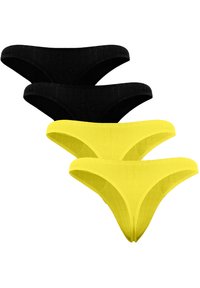 Fabio Farini 4ER PACK HERREN STRING TANGA ENG ANLIEGEND STRETCH - Slip - schwarz/gelb