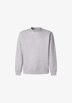 Sivi pulover iz mehkega materiala, ima okroglo ovratnik, dolge rokave ter rebraste manšete in spodnji rob. Majhna oznaka na prsih.