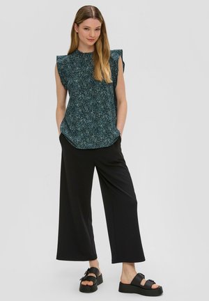 MET MOTIEF EN VOLANTMOUWEN - Bluse - petrol