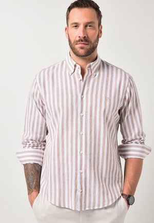 STRIPED LONG-SLEEVE BUTTON-DOWN COLLAR MODERN FIT - Shirt - camel