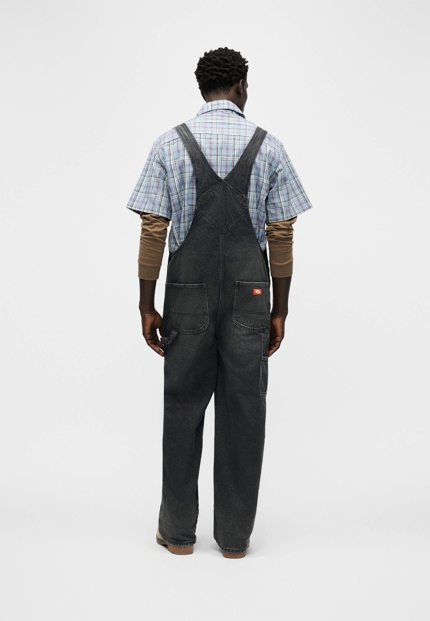 Dickies LOOSE BIB - Dungarees - black wash faded/black denim