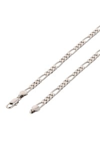 Hopeaketju metallista, tasaisista linkeistä, sileä pinta, jossa kummassakin päässä on kaksi lukkoa, esittelee kestävä ja kiiltävä pinta.