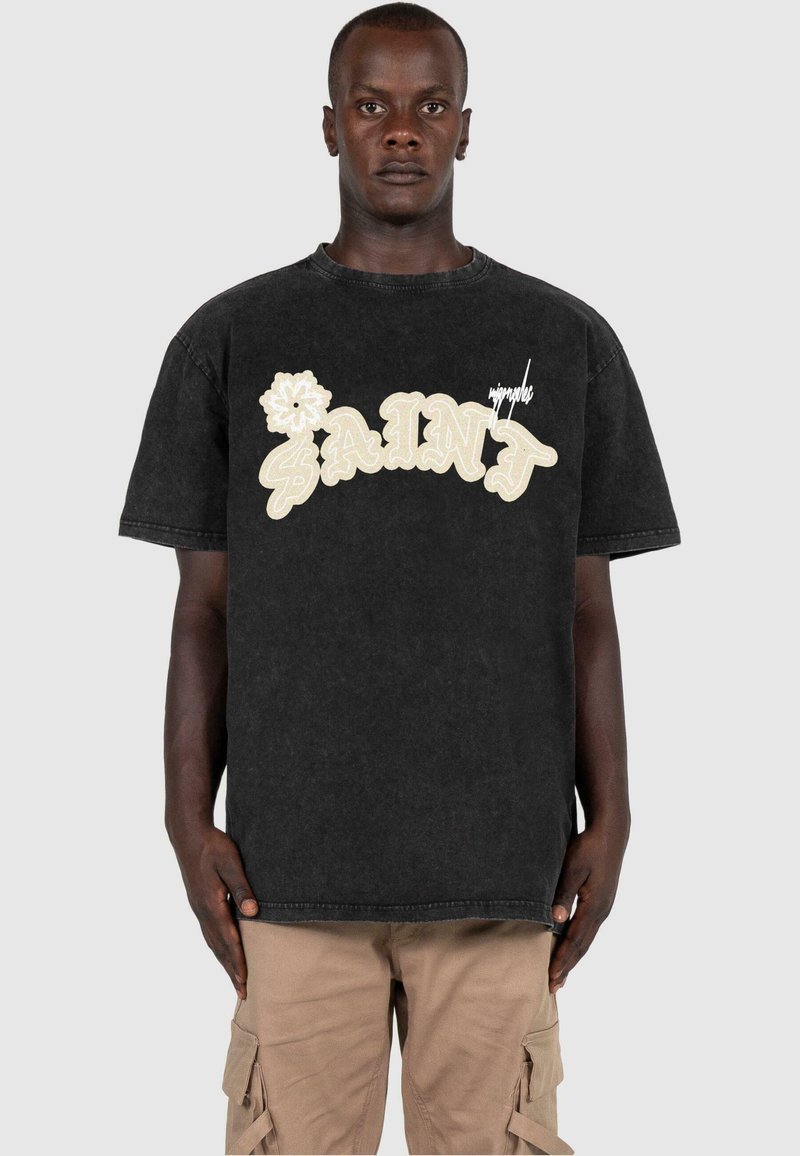 MJ Gonzales ACID WASHED HEAVY - T-shirts med print - black