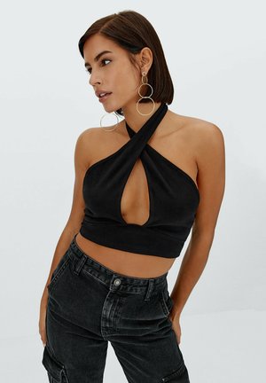 SPACE-DYE- IN WICKELOPTIK - Top - black