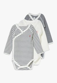 Petit Bateau - NAISS 3 PACK - Bodijs - marshmallow/smoking Miniatūras attēls 1