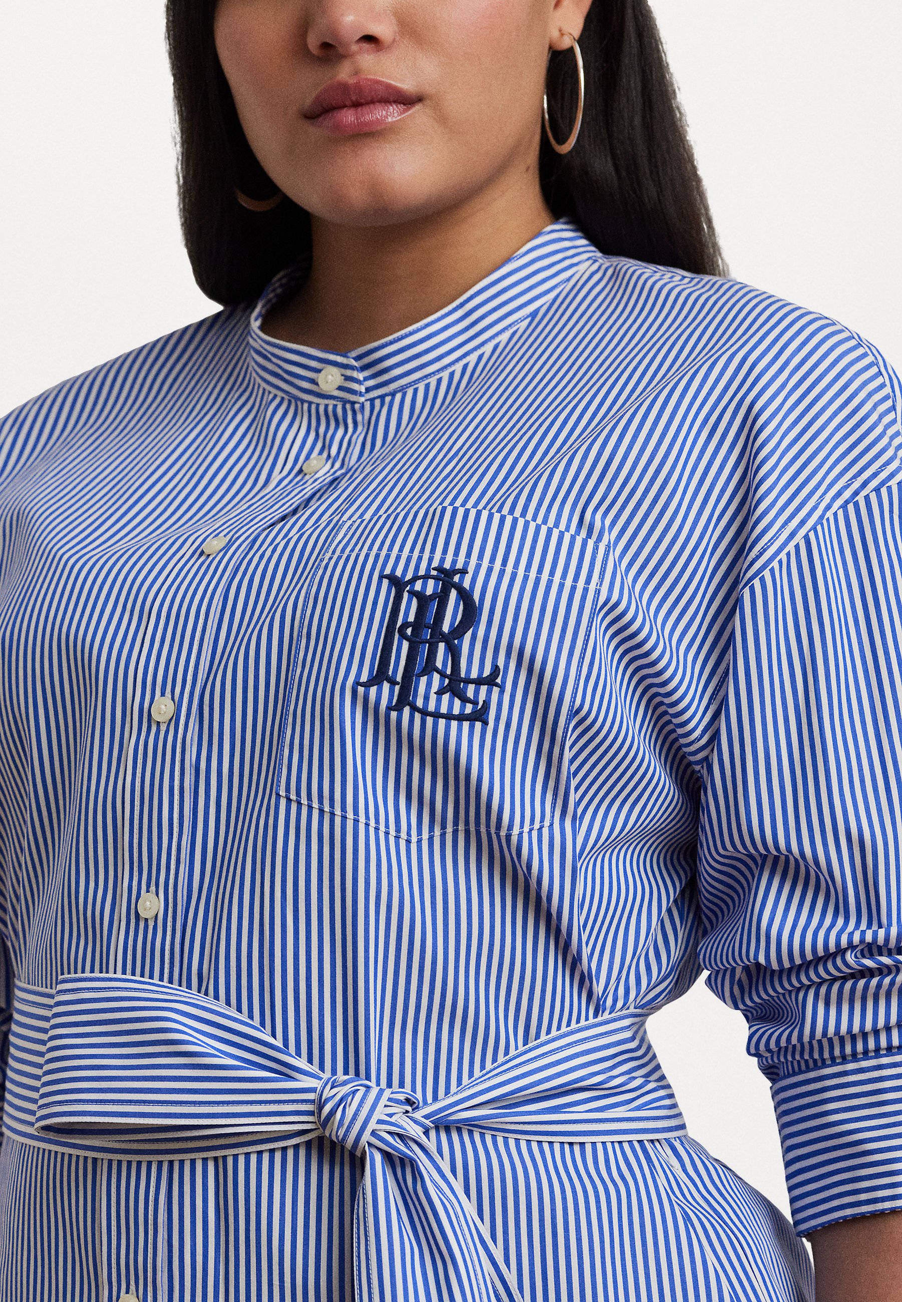 Lauren Ralph Lauren Woman KINLEY STRIPED BELTED BROADCLOTH