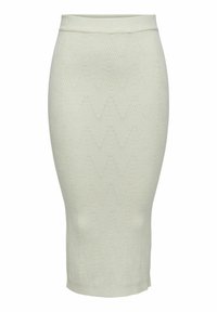 Gonna midi in maglia di un crema chiaro, caratterizzata da un motivo a zigzag, a forma aderente e con una vita elastica per una vestibilità comoda.