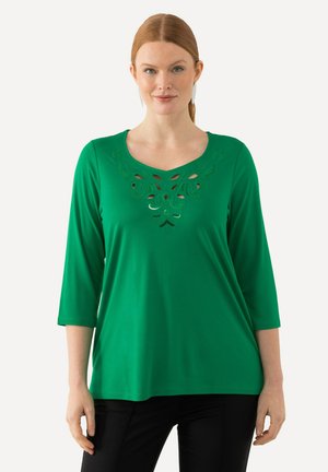 CUTOUT NECKLINE 3/4 SLEEVE TEE - Blusa - green