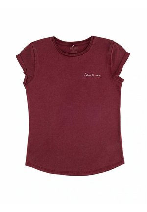 Mira Paris I DONT CARE EMBROIDERY ROLL UP - T-shirt imprimé - dark red
