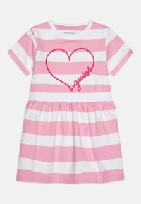 Guess - TODDLER TERRY - Vapaa-ajan mekko - pink/white Pienoiskuva 1