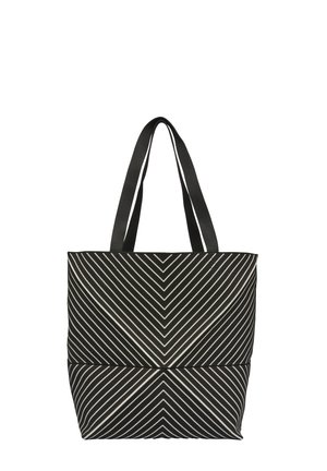 GESTREIFTER SHOPPER MIT FALTEN-DETAIL - Shopping bag - schwarz