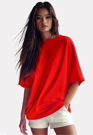 REICHSTADT DAMEN OVERSIZED T-SHIRT 24RSW058 - Basic T-shirt - red