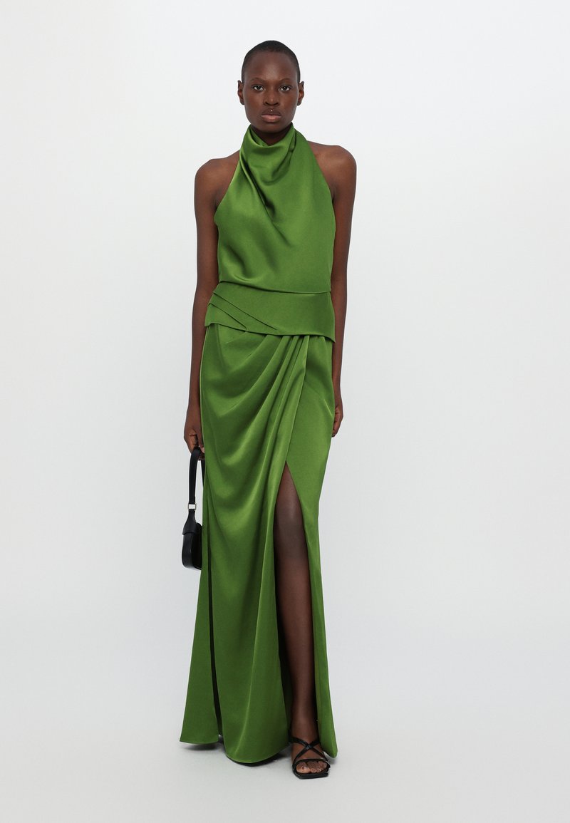 silk maison green dress Maison Gown In Satin – Halston main image 1