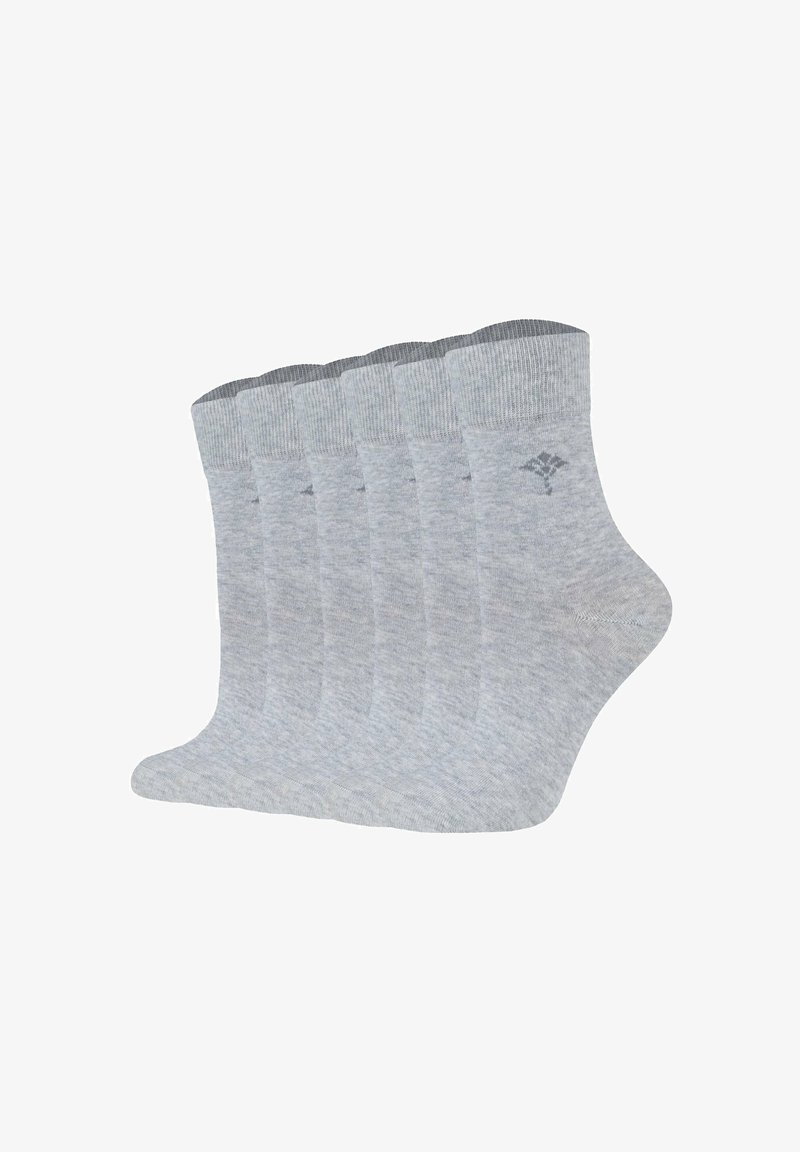 Calzini in misto cotone grigi, di lunghezza corta, con bordo a coste. Ogni calzino presenta un piccolo logo di lato. Il pacco include più paia.