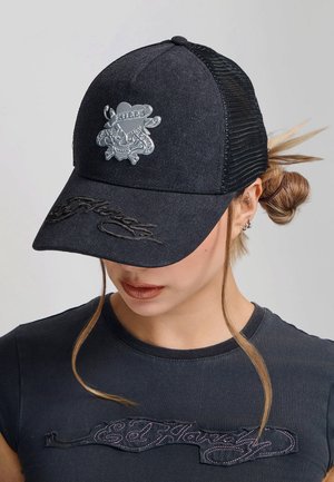 Ed Hardy, UNISEX LOVE KILLS SLOWLY WASHED 5 PANEL TRUCKER CAP - Gorra - black