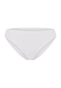 Chiloți din bumbac alb în stil bikini, cu o textură ribbată, design cu talie joasă și o bandă elastică netedă pentru confort.