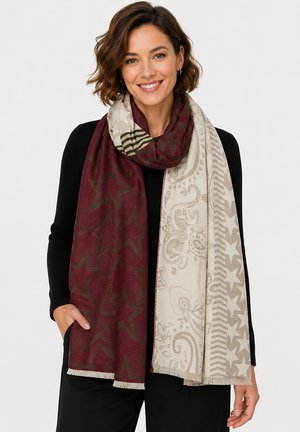Faera, GEMUSTERTER SCHAL PATCHWORK STERNE PAISLEY FRANSEN - Scarf - braun
