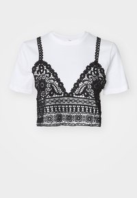 ONLBETSY LIFE O-NECK MIX - Camiseta estampada - cloud dancer/black