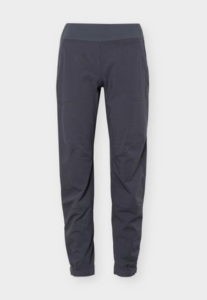 Σκούρο γκρι ελαφριά στενή παντελόνα με ελαστική μέση και μανσέτες στους αστραγάλους, σχεδιασμένη για άνεση και κινητικότητα.