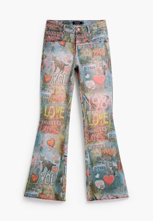 Desigual, PRINTED FLARE JEANS - Alt laienevad teksad - blue