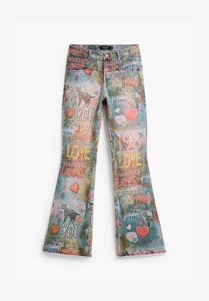 Desigual, PRINTED FLARE JEANS - Alt laienevad teksad - blue