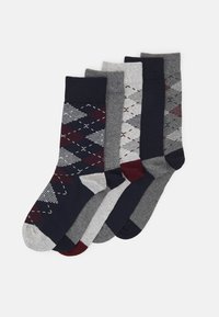 5 PACK - Nogavice - bordeaux/mottled dark grey/dark blue