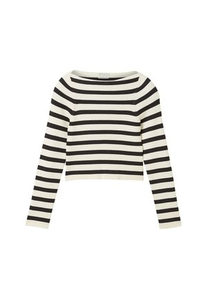 CROPPED MIT U-BOOT-AUSSCHNITT - Pulóver - off white grey stripe