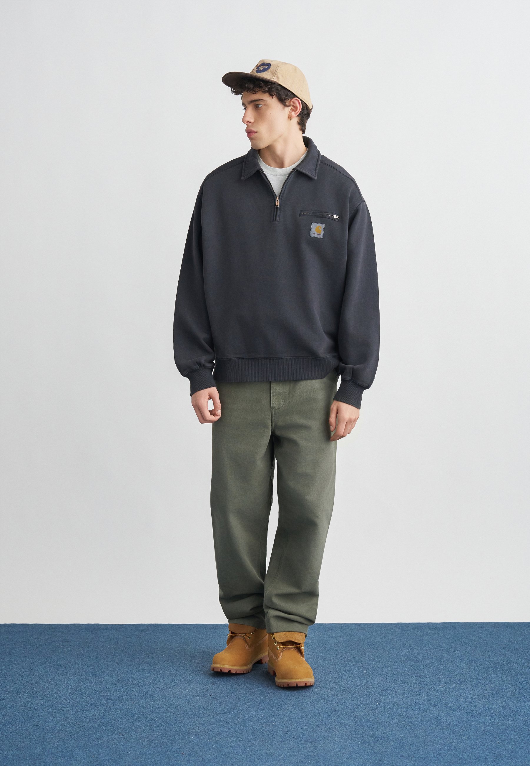 Carhartt WIP HALF ZIP DETROIT - Camisola - black stone washed