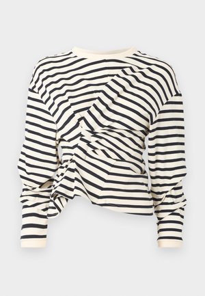 A.W.A.K.E. MODE STRIPE ONG SLEEVE KNOTTED WITH OPEN BACK - Majica z dolgimi rokavi - navy/ecru